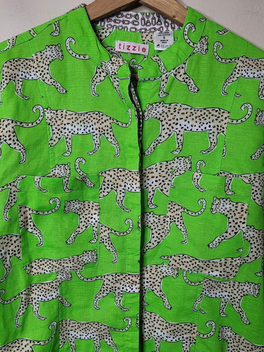 Tizzie Linen Cheetah Big Shirt Tunic NEW - Picture 3 of 9